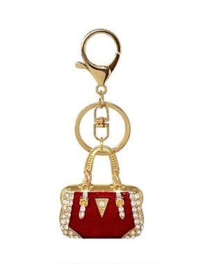 Rhinestone Red Gold tone Bling Key Purse Chain Accessory